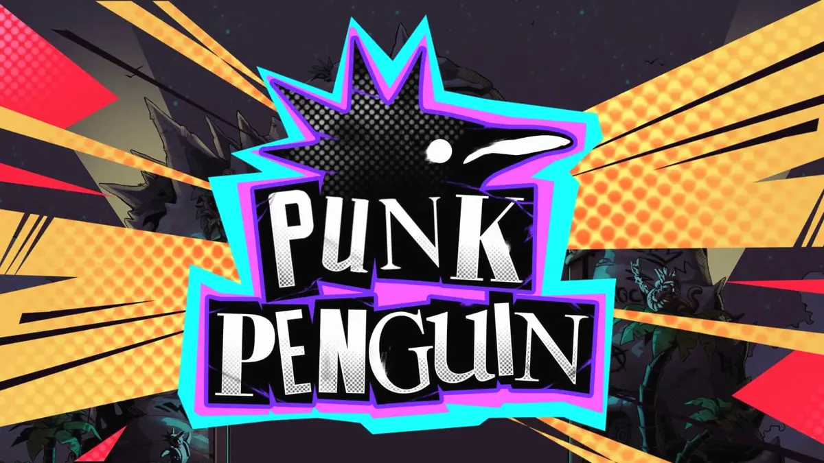 Tampilan visual slot Punk Penguin dengan tema konser punk bawah tanah